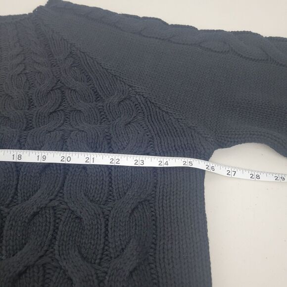 Halogen Sweater Cable Cotton Blend Cropped Crewneck Womens size XL Black NEW $89 - Picture 6 of 7